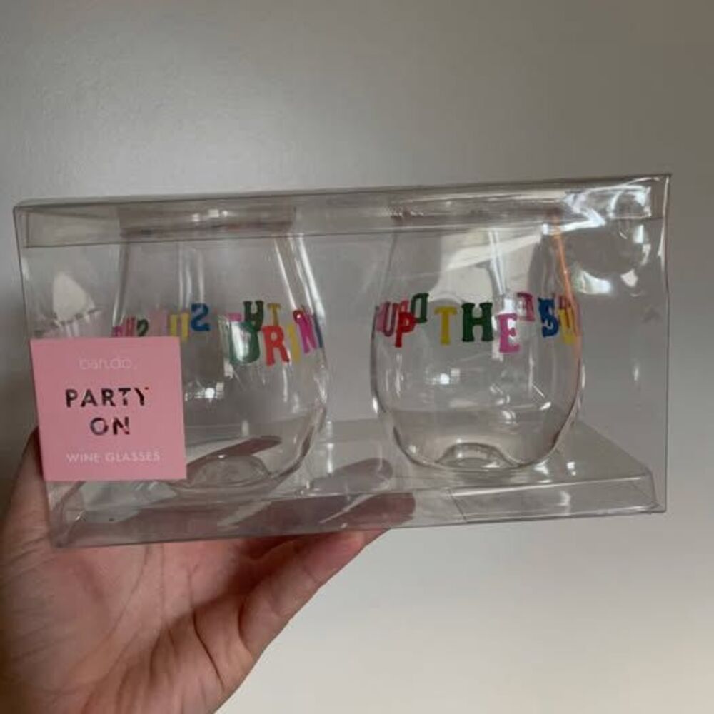 NWT Bando Ban.do Set of Two Acrylic Wine Glasses